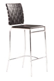 Zuo Modern Criss 100% Polyurethane, Steel Modern Commercial Grade Counter Stool Set - Set of 2 Black, Chrome 100% Polyurethane, Steel