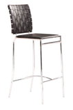 English Elm EE2959 100% Polyurethane, Steel Modern Commercial Grade Counter Chair Set - Set of 2 Black, Chrome 100% Polyurethane, Steel