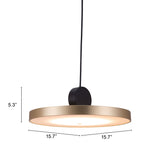 Zuo Modern Mozu Steel Modern Commercial Grade Ceiling Lamp Gold, Black Steel