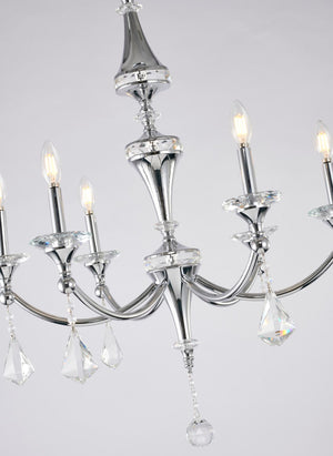 Bethel Exquisite Chrome Chandelier with Crystal Accents - Adjustable 79" Chain for Custom Heights