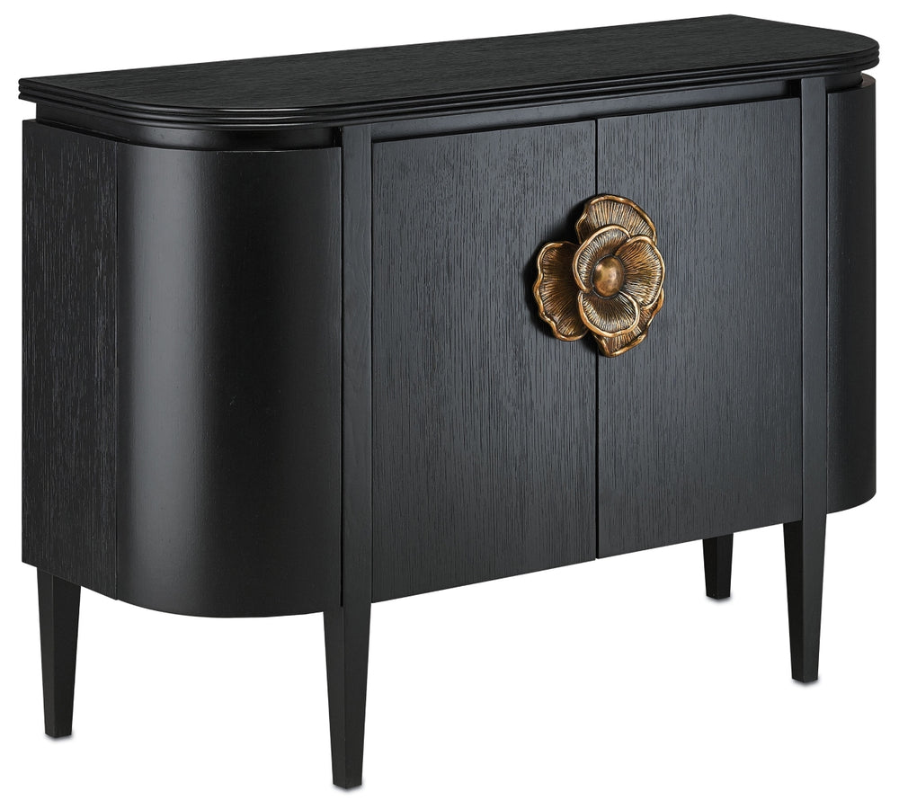 Briallen Black Demi-Lune Cabinet with Antique Brass Pulls, Soft Close Hinges & Adjustable Shelves