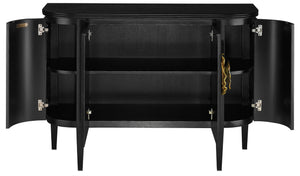 Briallen Black Demi-Lune Cabinet with Antique Brass Pulls, Soft Close Hinges & Adjustable Shelves