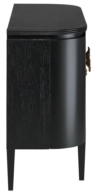 Briallen Black Demi-Lune Cabinet with Antique Brass Pulls, Soft Close Hinges & Adjustable Shelves