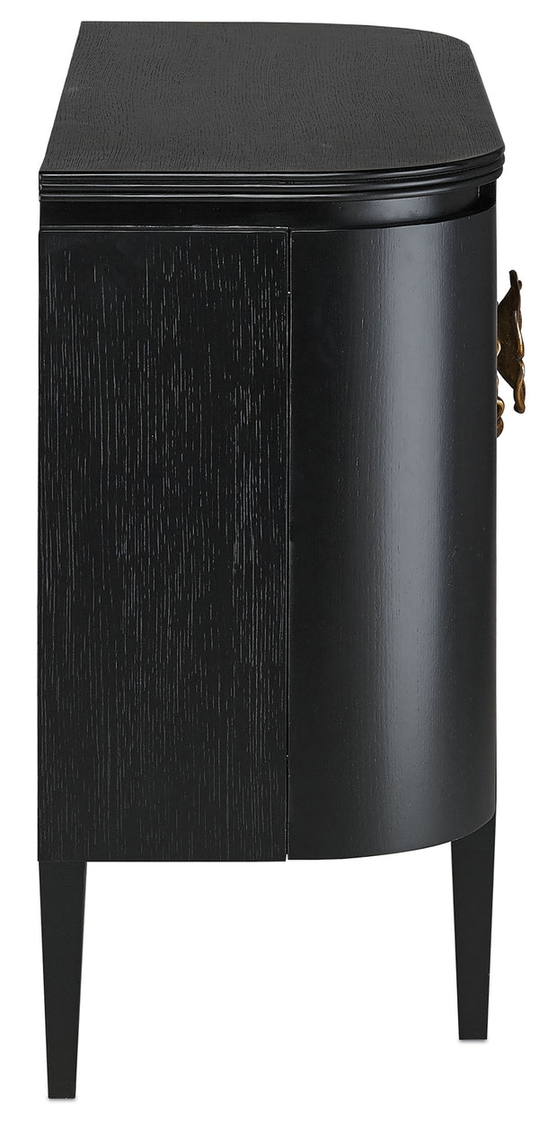 Briallen Black Demi-Lune Cabinet with Antique Brass Pulls, Soft Close Hinges & Adjustable Shelves