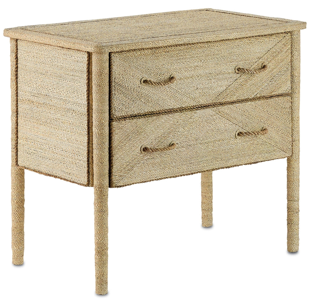 Kaipo Two-Drawer Chest - Nautical-Inspired Artistry with Handcrafted Abaca Rope & Durable Design