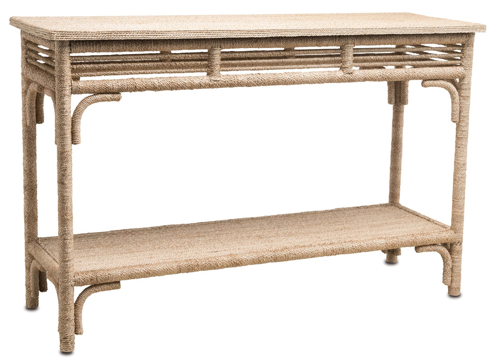 Olisa Console Table - Hand-Wrapped Abacá Rope & Rattan Design with Natural Elegance and Safety Features