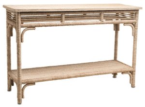 Olisa Console Table - Hand-Wrapped Abacá Rope & Rattan Design with Natural Elegance and Safety Features