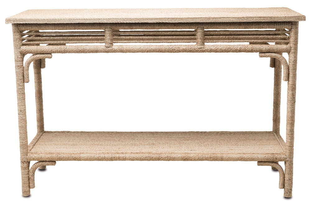 Olisa Console Table - Hand-Wrapped Abacá Rope & Rattan Design with Natural Elegance and Safety Features