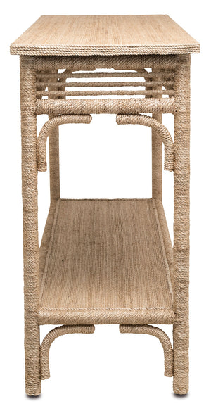 Olisa Console Table - Hand-Wrapped Abacá Rope & Rattan Design with Natural Elegance and Safety Features