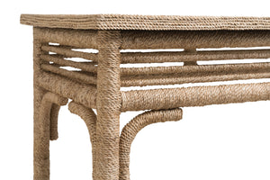 Olisa Console Table - Hand-Wrapped Abacá Rope & Rattan Design with Natural Elegance and Safety Features