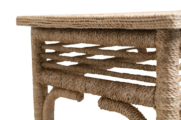 Olisa Console Table - Hand-Wrapped Abacá Rope & Rattan Design with Natural Elegance and Safety Features