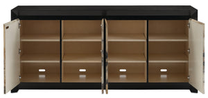 Karlson Credenza - Stylish Solid Oak with Vellum Finish, Soft-Close Hinges & 8 Adjustable Shelves