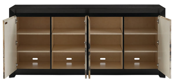 Karlson Credenza - Stylish Solid Oak with Vellum Finish, Soft-Close Hinges & 8 Adjustable Shelves