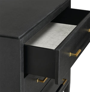 Verona Black Chest - Elegant Lacquered Linen Storage with Champagne Accents & Soft Close Drawers