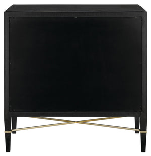 Verona Black Chest - Elegant Lacquered Linen Storage with Champagne Accents & Soft Close Drawers