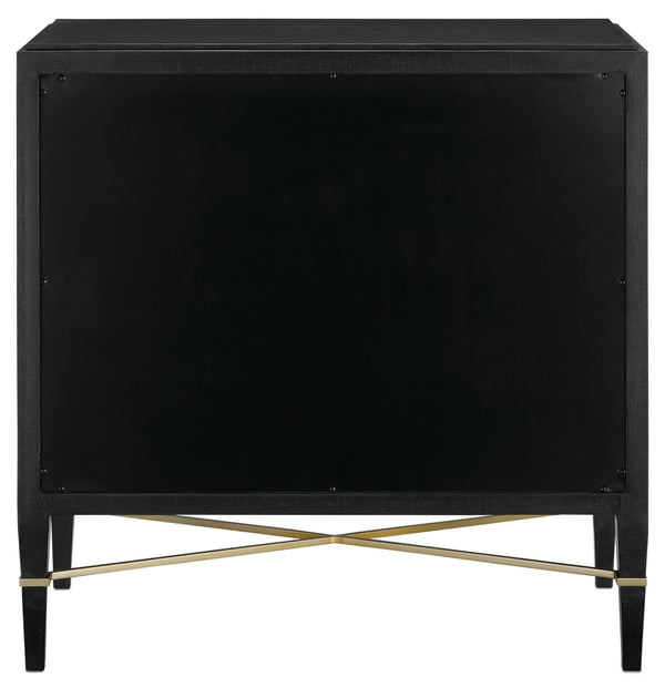 Verona Black Chest - Elegant Lacquered Linen Storage with Champagne Accents & Soft Close Drawers