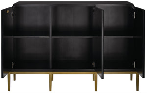 Kallista Cabinet - Elegant Dark Sapphire Blue with Antique Brass Accents & Adjustable Soft-Close Shelves