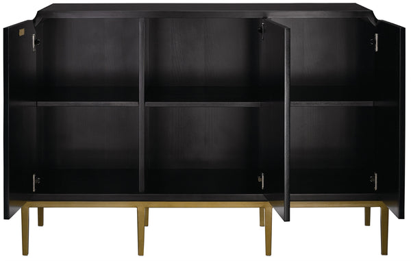 Kallista Cabinet - Elegant Dark Sapphire Blue with Antique Brass Accents & Adjustable Soft-Close Shelves
