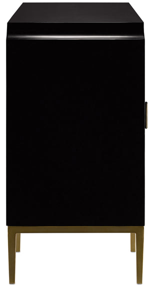 Kallista Cabinet - Elegant Dark Sapphire Blue with Antique Brass Accents & Adjustable Soft-Close Shelves