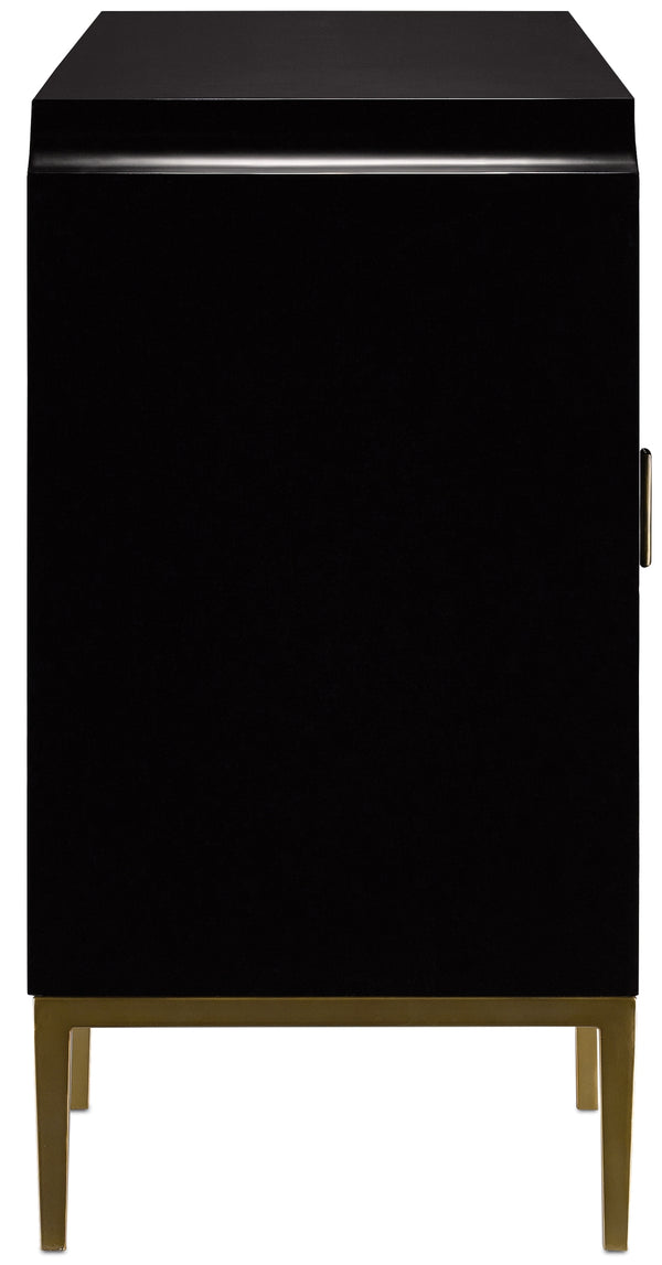 Kallista Cabinet - Elegant Dark Sapphire Blue with Antique Brass Accents & Adjustable Soft-Close Shelves