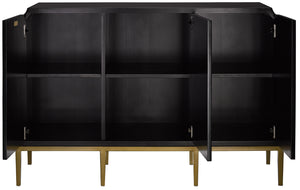 Kallista Cabinet - Elegant Dark Sapphire Blue with Antique Brass Accents & Adjustable Soft-Close Shelves