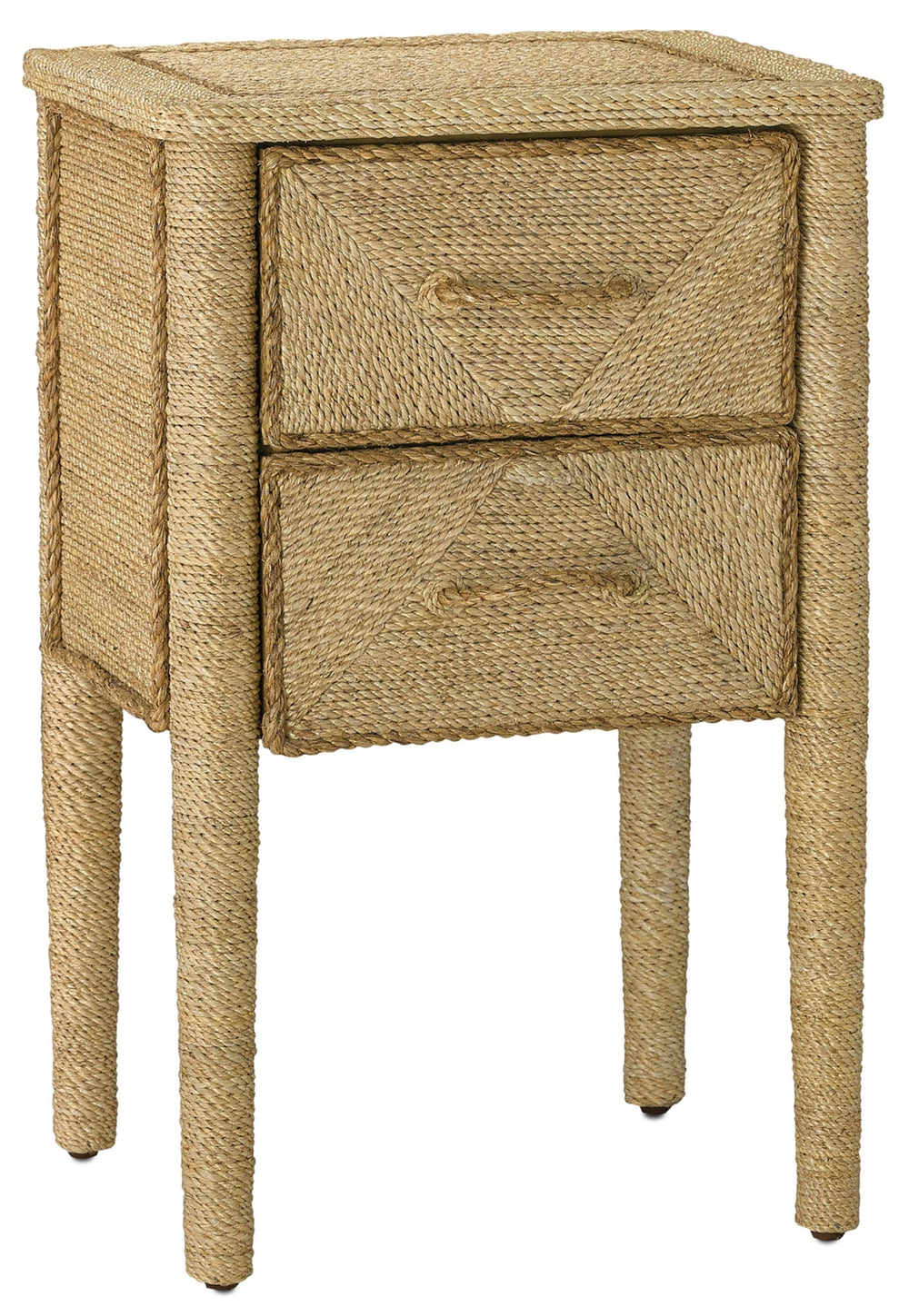 Kaipo Nightstand - Nautical-Inspired Handcrafted Abaca Rope Design with Two Ball Bearing Drawers