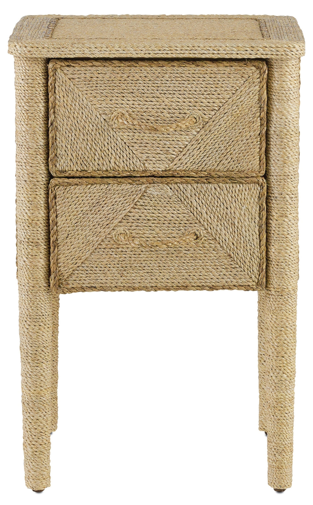 Kaipo Nightstand - Nautical-Inspired Handcrafted Abaca Rope Design with Two Ball Bearing Drawers