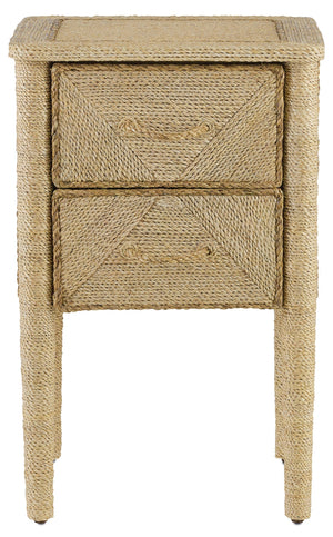 Kaipo Nightstand - Nautical-Inspired Handcrafted Abaca Rope Design with Two Ball Bearing Drawers