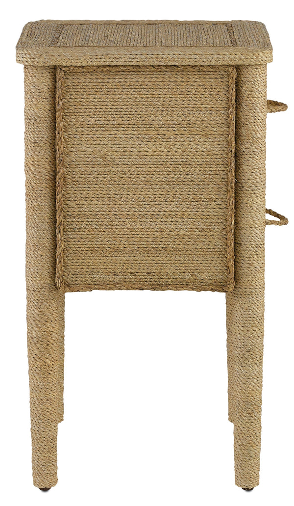 Kaipo Nightstand - Nautical-Inspired Handcrafted Abaca Rope Design with Two Ball Bearing Drawers