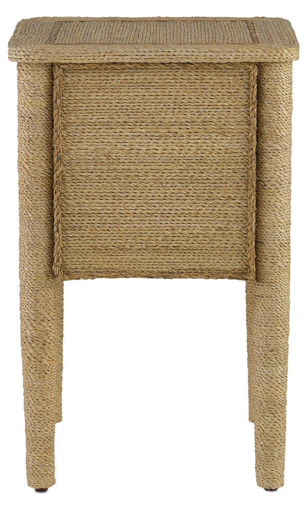 Kaipo Nightstand - Nautical-Inspired Handcrafted Abaca Rope Design with Two Ball Bearing Drawers