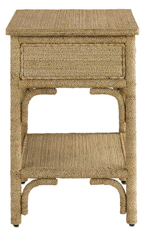 Olisa Nightstand - Natural Elegance with Braided Abacá Rope, Ball Bearing Drawers & Adjustable Glides