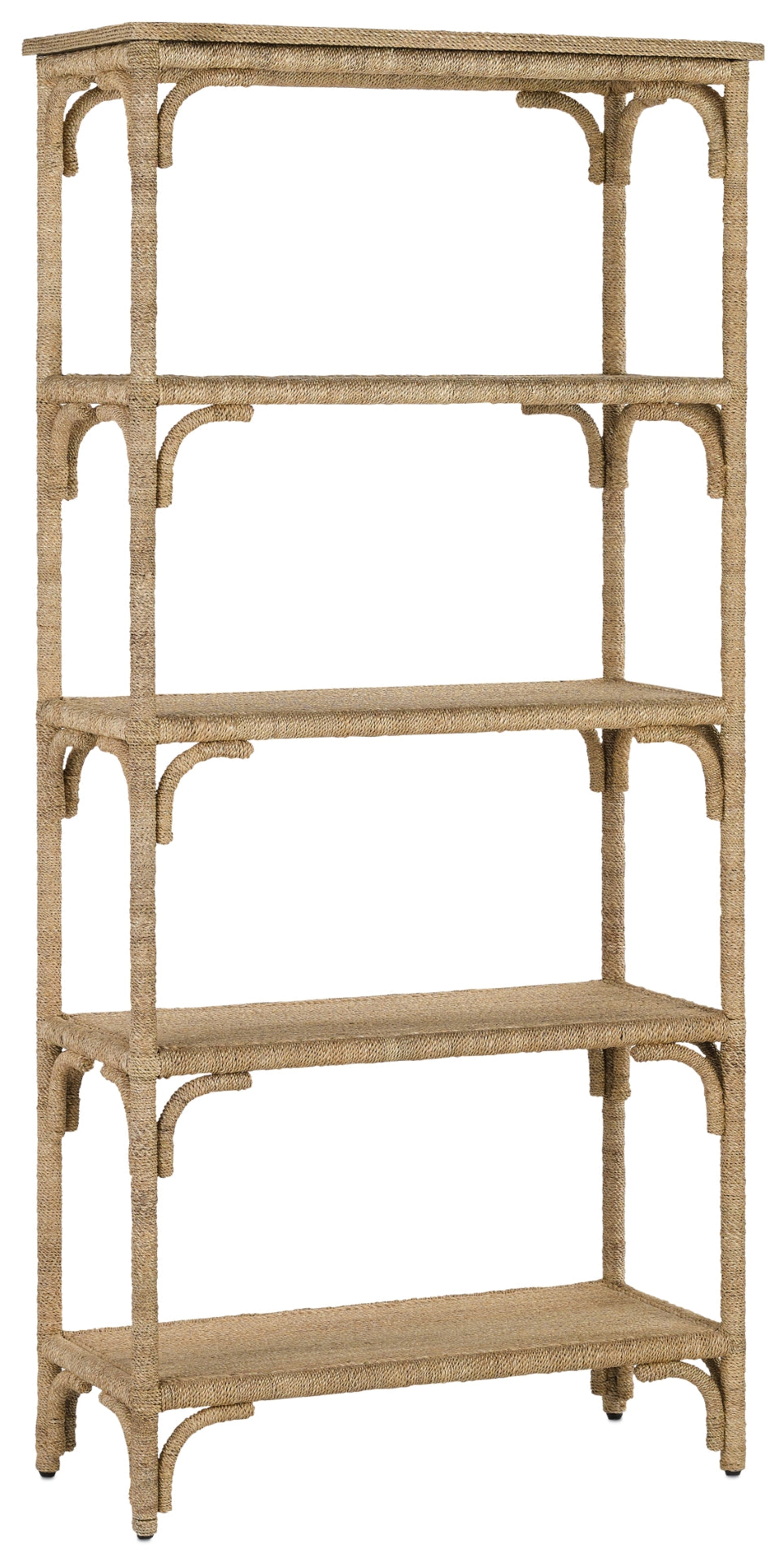 Olisa Etagere - Elegant Natural Rattan and Wicker Storage Shelf with 4 Fixed Shelves and Safety Kit