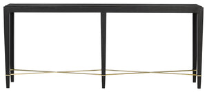Verona Black Console Table - Elegant Black Lacquered Finish with Chic Champagne Metal Accents