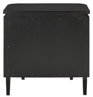 Briallen Black Nightstand with Antique Brass Floral Pull, Soft Close Drawers & Adjustable Glides