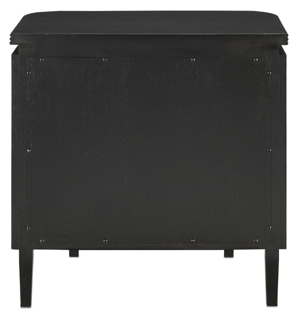 Briallen Black Nightstand with Antique Brass Floral Pull, Soft Close Drawers & Adjustable Glides