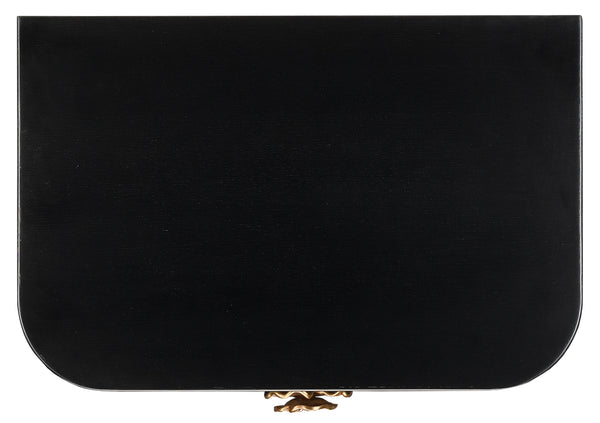 Briallen Black Nightstand with Antique Brass Floral Pull, Soft Close Drawers & Adjustable Glides