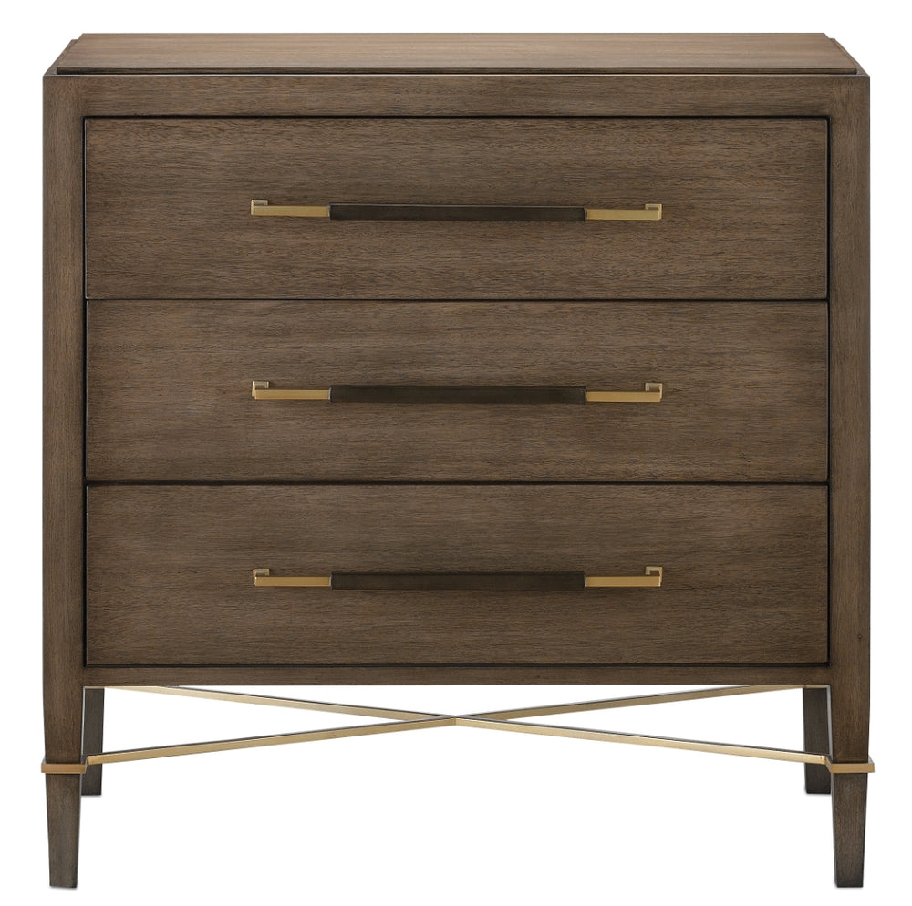 Verona Chanterelle Chest - Elegant Mahogany Storage with Soft Close Drawers & Stylish Champagne Accents