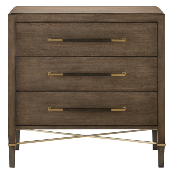 Verona Chanterelle Chest - Elegant Mahogany Storage with Soft Close Drawers & Stylish Champagne Accents