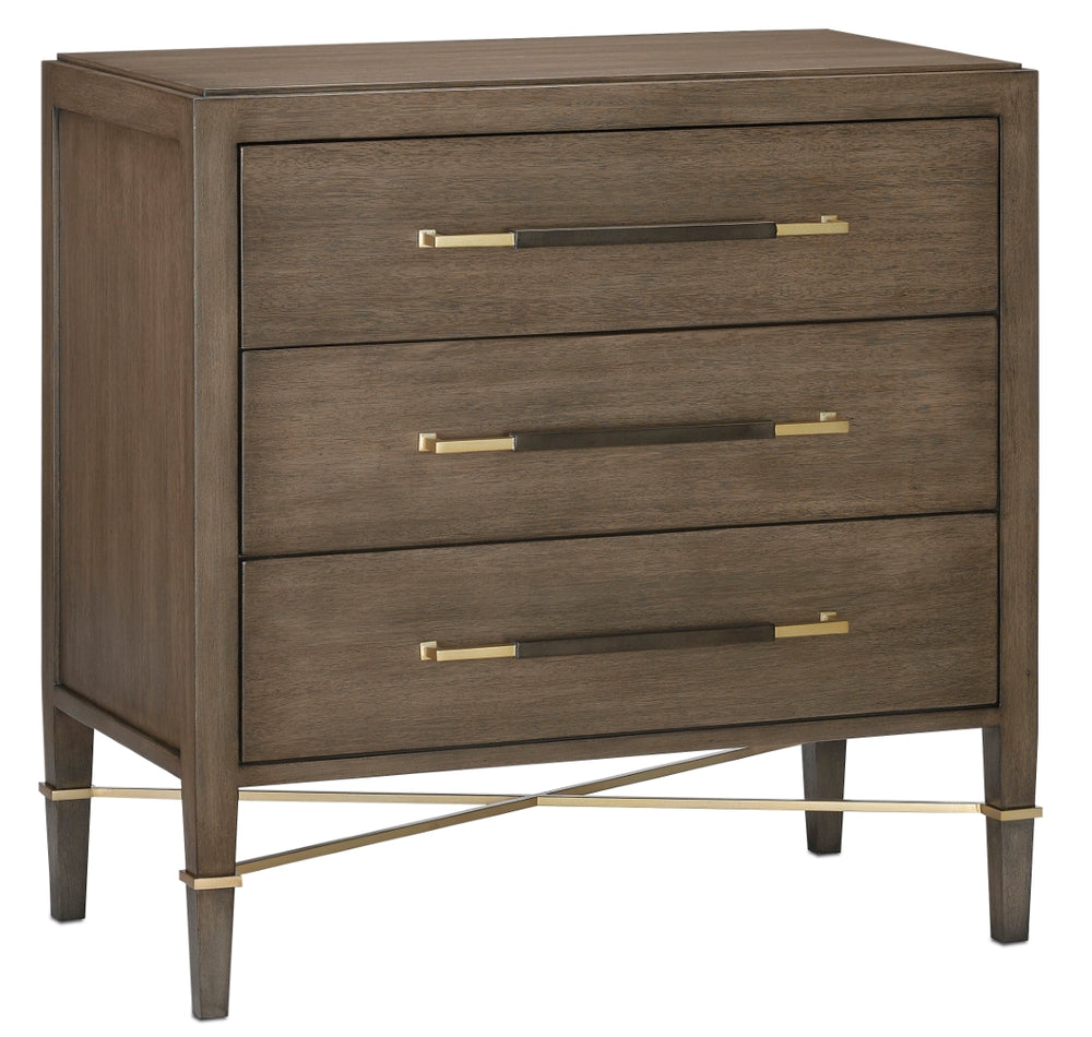 Verona Chanterelle Chest - Elegant Mahogany Storage with Soft Close Drawers & Stylish Champagne Accents