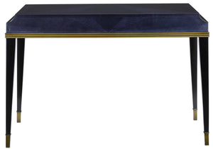 Kallista Writing Desk - Elegant Dark Sapphire Blue with Antique Brass Accents & Premium Features