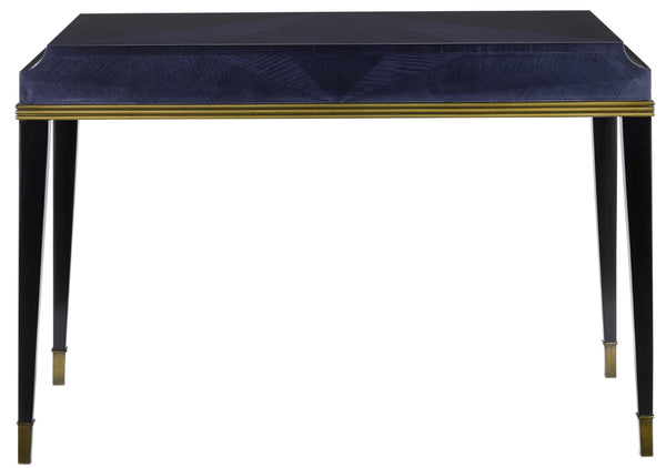 Kallista Writing Desk - Elegant Dark Sapphire Blue with Antique Brass Accents & Premium Features