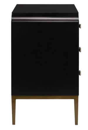 Kallista Chest - Elegant Dark Sapphire Blue with Antique Brass Accents & Soft-Close Doors, 34"W