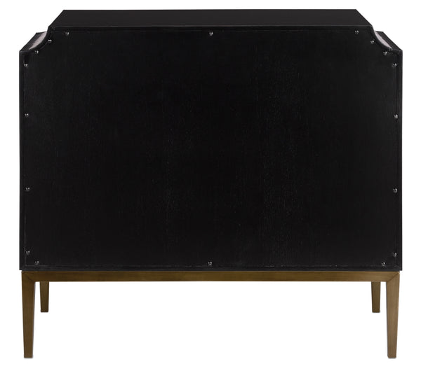 Kallista Chest - Elegant Dark Sapphire Blue with Antique Brass Accents & Soft-Close Doors, 34"W