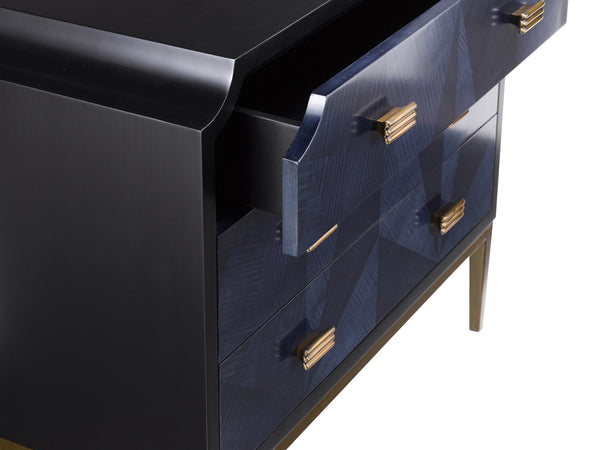 Kallista Chest - Elegant Dark Sapphire Blue with Antique Brass Accents & Soft-Close Doors, 34"W