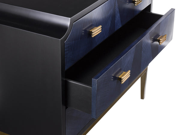 Kallista Chest - Elegant Dark Sapphire Blue with Antique Brass Accents & Soft-Close Doors, 34"W