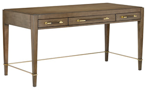 Verona Chanterelle Desk – Elegant Mahogany Design with Champagne Accents & Ball Bearing Drawers