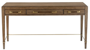 Verona Chanterelle Desk – Elegant Mahogany Design with Champagne Accents & Ball Bearing Drawers