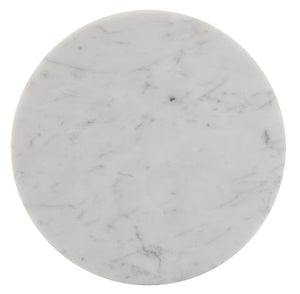 Sasha White Drinks Table - Elegant Hand-Carved Marble Design with Unique Gray Veining for Style