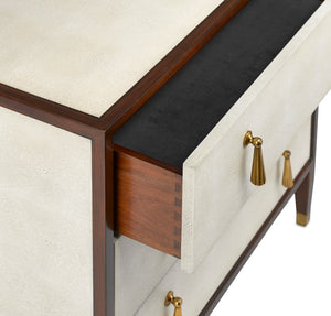 Evie Shagreen Chest - Vintage-Inspired Mahogany Storage with Soft Close Drawers and Brass Accents