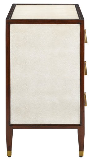 Evie Shagreen Chest - Vintage-Inspired Mahogany Storage with Soft Close Drawers and Brass Accents